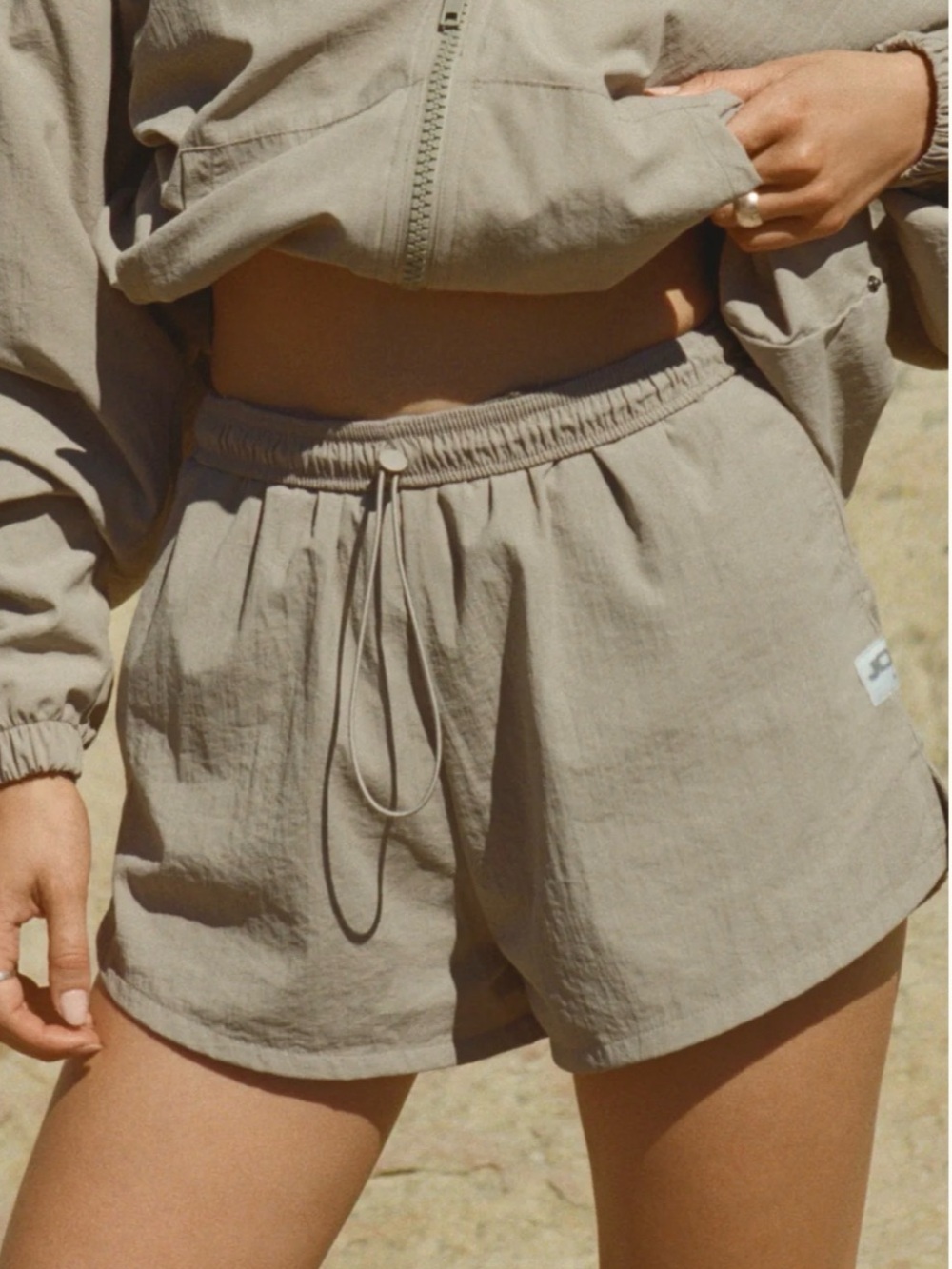 *ISO* Joah Brown track shorts, Desert Sage, sz M or L!